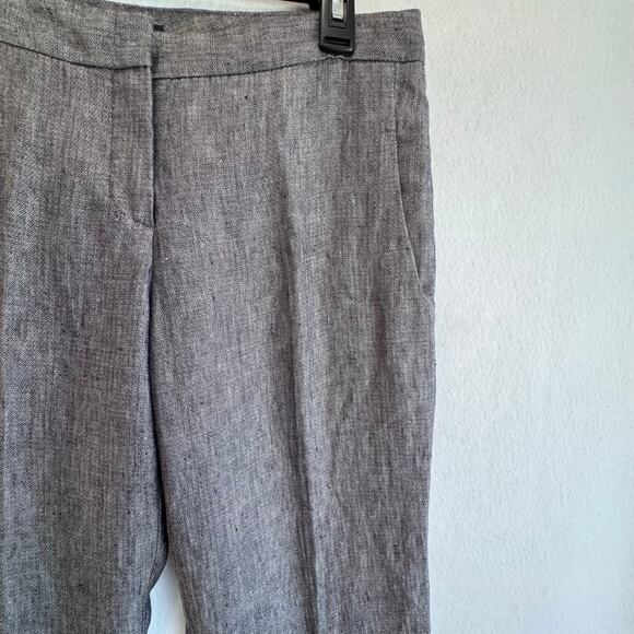 Theory Linen Wide Leg Pants gray Sz 8 High Rise Workwear Office Career Trousers - Picture 5 of 6